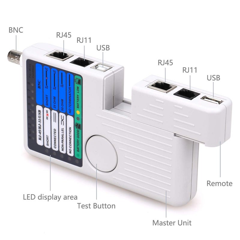 KELUSHI 4-in-1 Network Cable Tester Remote RJ11 RJ45 USB BNC Phone Cable Tester Meter - Image 2
